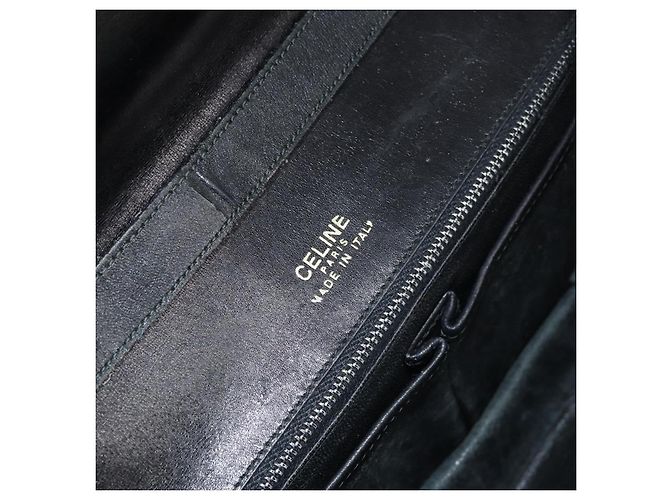 Borsa a spalla CÉLINE Carrozza in pelle nera e oro Auth ar13797 Nero D'oro - vista 20