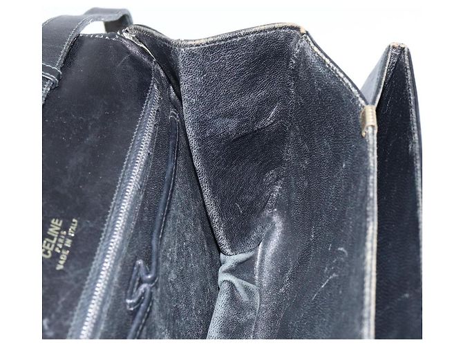 Borsa a spalla CÉLINE Carrozza in pelle nera e oro Auth ar13797 Nero D'oro - vista 21