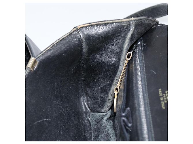 Borsa a spalla CÉLINE Carrozza in pelle nera e oro Auth ar13797 Nero D'oro - vista 22