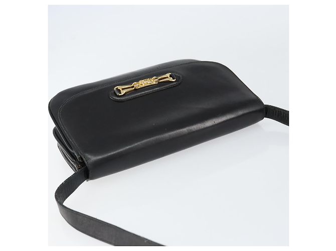 Borsa a spalla CÉLINE Carrozza in pelle nera e oro Auth ar13797 Nero D'oro - vista 6