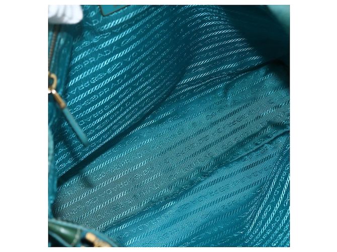 Borsa Tote PRADA in nylon blu turchese oro Auth 155080 D'oro - vista 11