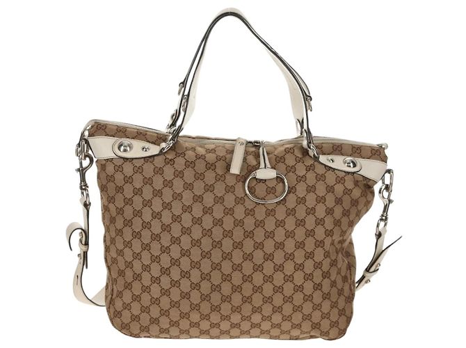 Gucci Borsa a mano GG Canvas 2way Beige Bianco Auth ep10950 - vista 2