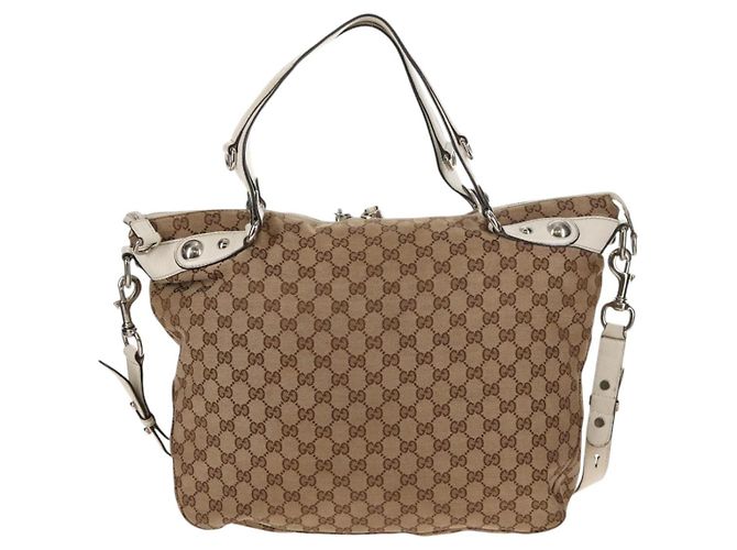 Gucci Borsa a mano GG Canvas 2way Beige Bianco Auth ep10950 - vista 3