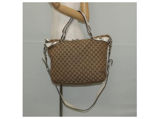 Gucci Borsa a mano GG Canvas 2way Beige Bianco Auth ep10950 - vista 31