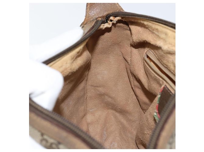 Borsa a Spalla Gucci GG Canvas Web Sherry Line in Pelle PVC Beige Rossa Auth 146143 Rosso Verde - vista 20
