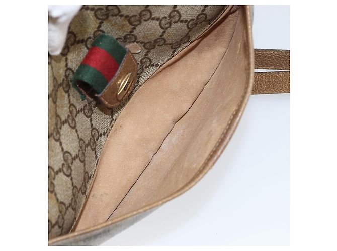 Borsa a Spalla Gucci GG Canvas Web Sherry Line in Pelle PVC Beige Rossa Auth 146143 Rosso Verde - vista 22