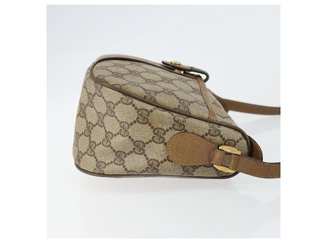 Borsa a Spalla Gucci GG Canvas Web Sherry Line in Pelle PVC Beige Rossa Auth 146143 Rosso Verde - vista 4