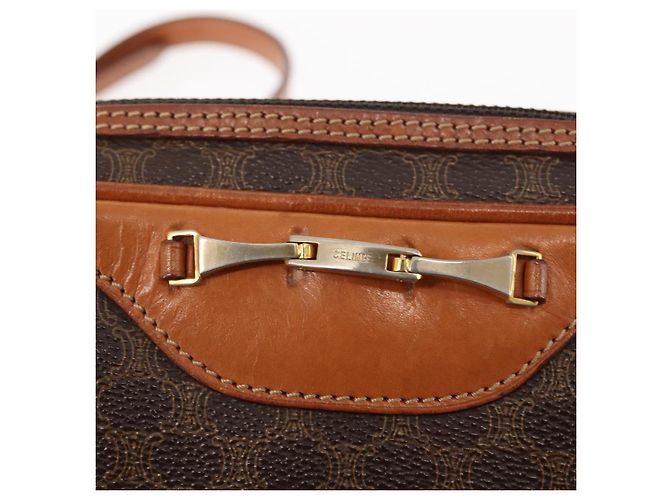 Céline Borsa a Spalla in Tela Macadam CELINE in Pelle PVC Marrone Auth ki6072 - vista 15