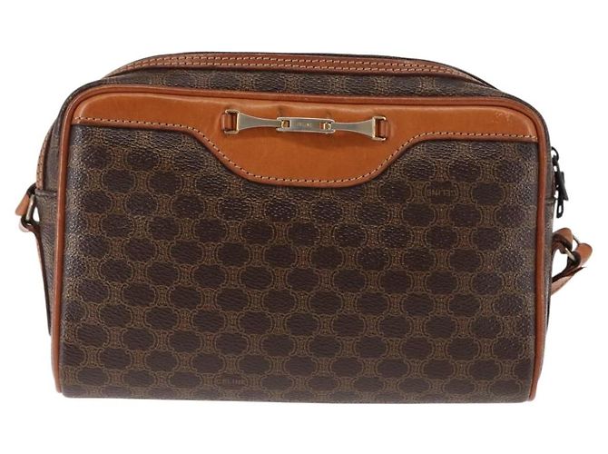 Céline Borsa a Spalla in Tela Macadam CELINE in Pelle PVC Marrone Auth ki6072 - vista 2