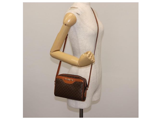 Céline Borsa a Spalla in Tela Macadam CELINE in Pelle PVC Marrone Auth ki6072 - vista 23