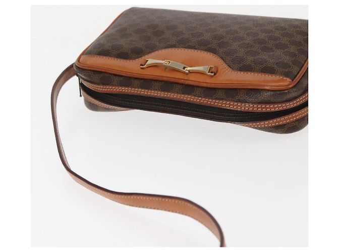 Céline Borsa a Spalla in Tela Macadam CELINE in Pelle PVC Marrone Auth ki6072 - vista 6