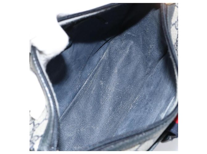 Borsa Sherry Line GG Supreme Web di GUCCI in PVC blu navy e oro 89 02 032 Auth 154586 - vista 11