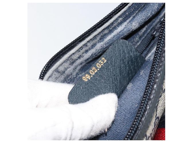 Borsa Sherry Line GG Supreme Web di GUCCI in PVC blu navy e oro 89 02 032 Auth 154586 - vista 12
