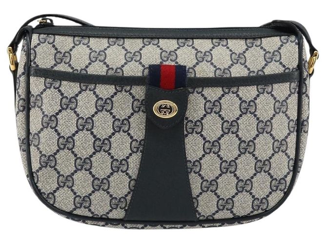 Borsa Sherry Line GG Supreme Web di GUCCI in PVC blu navy e oro 89 02 032 Auth 154586 - vista 13