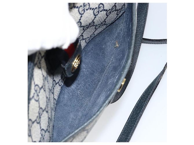Borsa Sherry Line GG Supreme Web di GUCCI in PVC blu navy e oro 89 02 032 Auth 154586 - vista 21