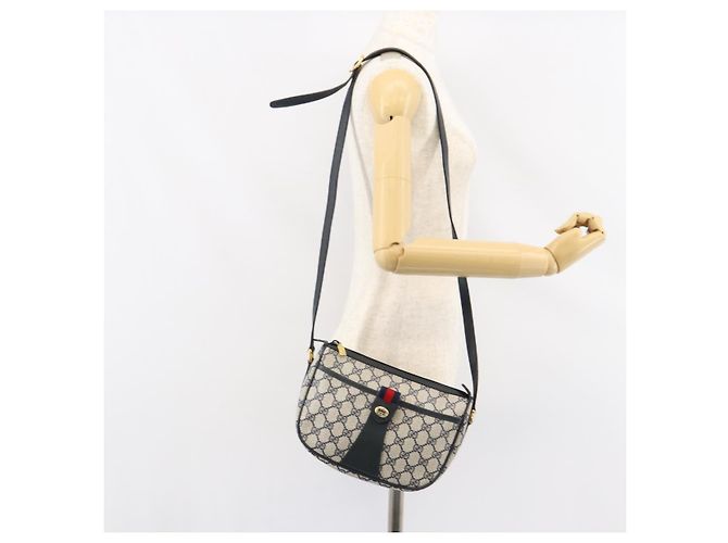 Borsa Sherry Line GG Supreme Web di GUCCI in PVC blu navy e oro 89 02 032 Auth 154586 - vista 22