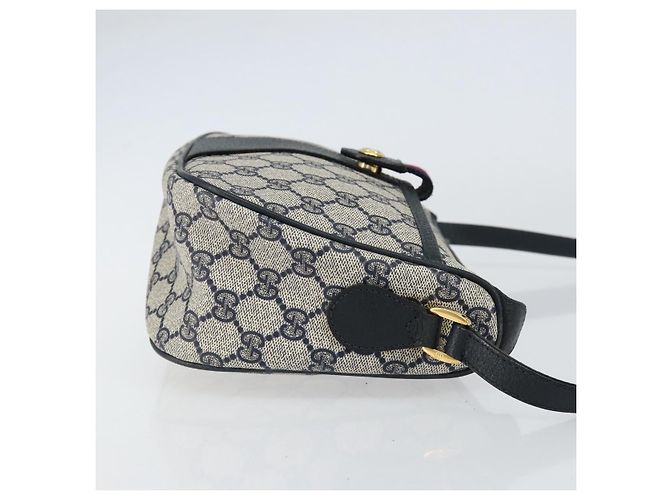 Borsa Sherry Line GG Supreme Web di GUCCI in PVC blu navy e oro 89 02 032 Auth 154586 - vista 3