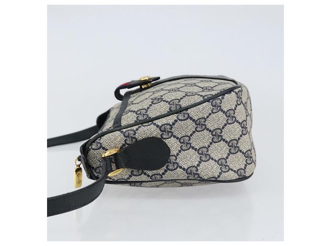 Borsa Sherry Line GG Supreme Web di GUCCI in PVC blu navy e oro 89 02 032 Auth 154586 - vista 4
