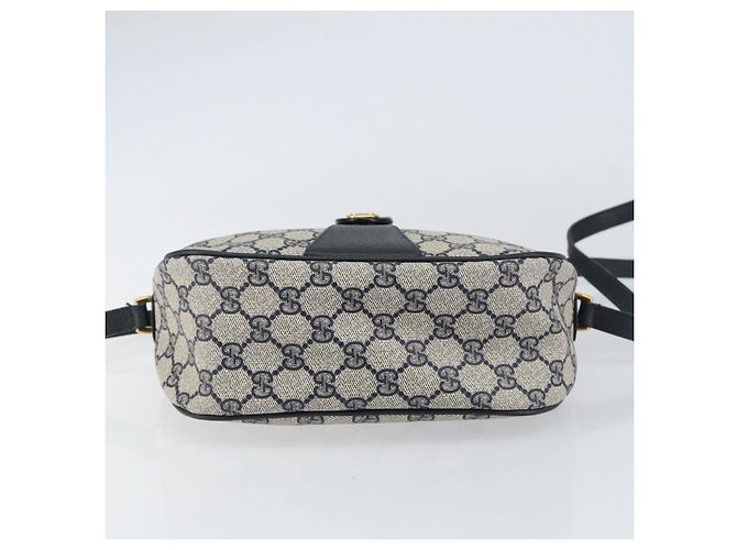 Borsa Sherry Line GG Supreme Web di GUCCI in PVC blu navy e oro 89 02 032 Auth 154586 - vista 5