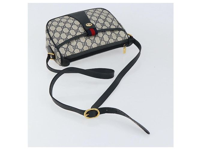 Borsa Sherry Line GG Supreme Web di GUCCI in PVC blu navy e oro 89 02 032 Auth 154586 - vista 7