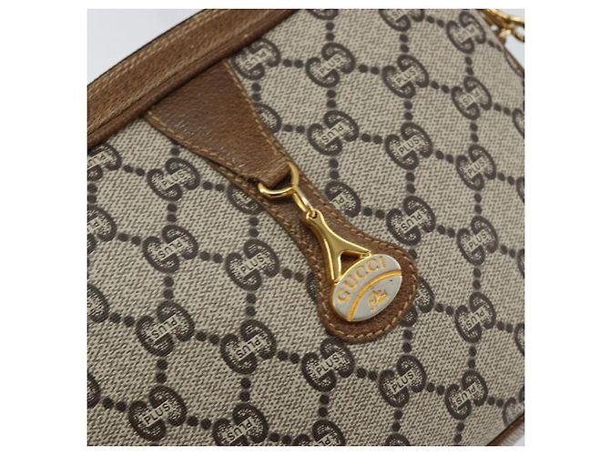 Borsa a Spalla GUCCI GG Plus Supreme PVC Beige Oro Auth ka292 D'oro - vista 14