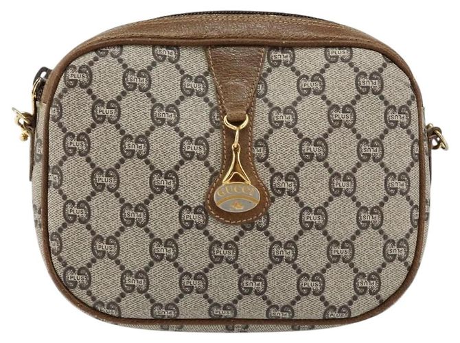 Borsa a Spalla GUCCI GG Plus Supreme PVC Beige Oro Auth ka292 D'oro - vista 2