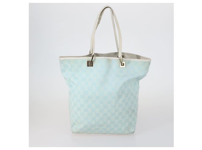 Borsa Tote GG Canvas Gucci 2 pezzi Azzurro Chiaro Nero Auth 150393 Blu chiaro - vista 2