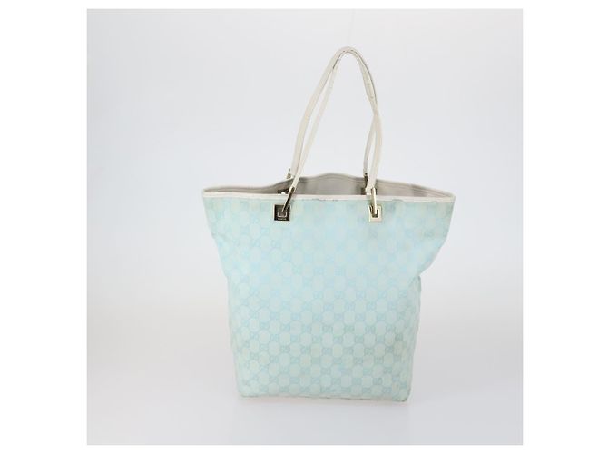 Borsa Tote GG Canvas Gucci 2 pezzi Azzurro Chiaro Nero Auth 150393 Blu chiaro - vista 3