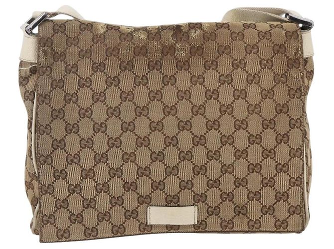 Borsa a Spalla GG Canvas Gucci Beige Argento 146236 Auth 154436 - vista 13
