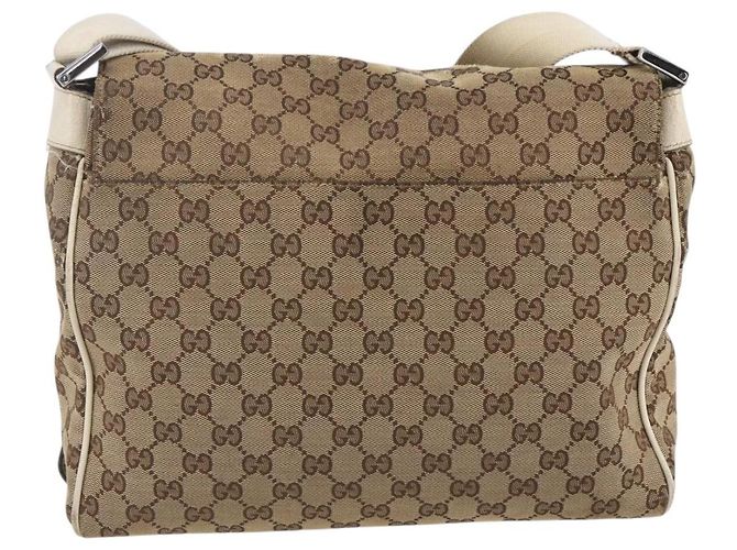 Borsa a Spalla GG Canvas Gucci Beige Argento 146236 Auth 154436 - vista 2