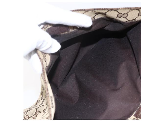 Borsa a Spalla GG Canvas Gucci Beige Argento 146236 Auth 154436 - vista 23
