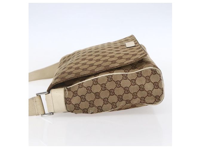 Borsa a Spalla GG Canvas Gucci Beige Argento 146236 Auth 154436 - vista 3