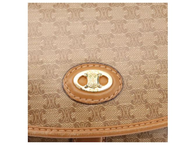 Céline Borsa a Spalla in Tela Macadam CELINE PVC Beige Oro Auth 147197 D'oro - vista 16