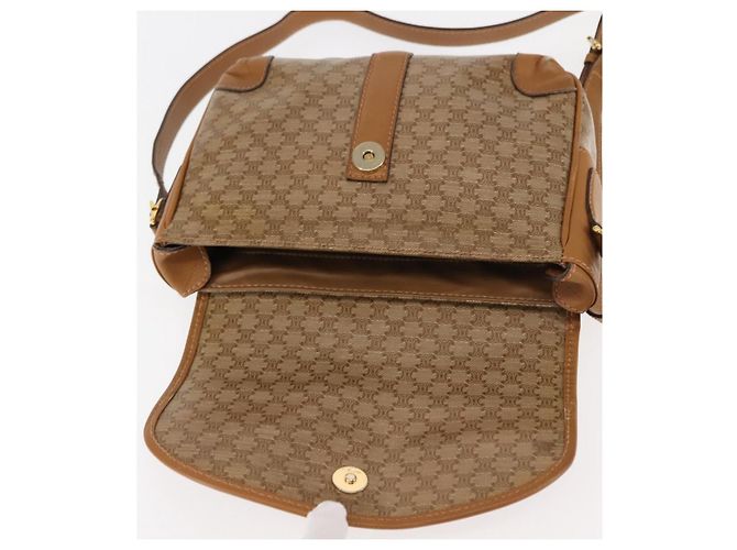 Céline Borsa a Spalla in Tela Macadam CELINE PVC Beige Oro Auth 147197 D'oro - vista 17