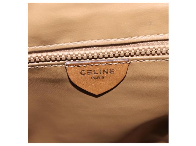 Céline Borsa a Spalla in Tela Macadam CELINE PVC Beige Oro Auth 147197 D'oro - vista 18