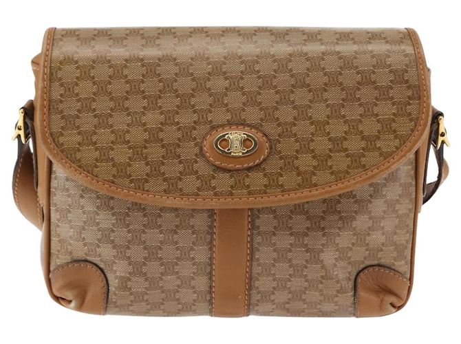 Céline Borsa a Spalla in Tela Macadam CELINE PVC Beige Oro Auth 147197 D'oro - vista 2