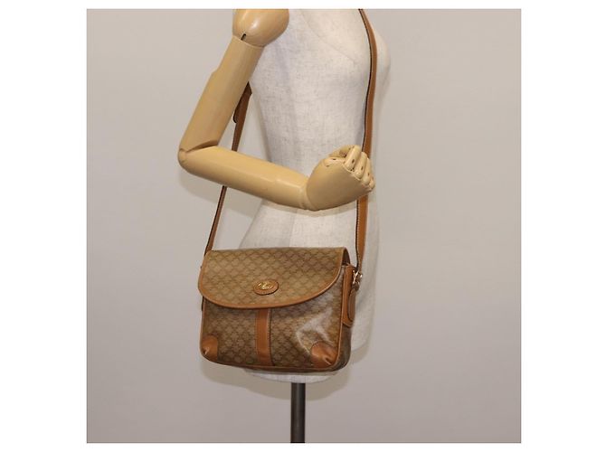 Céline Borsa a Spalla in Tela Macadam CELINE PVC Beige Oro Auth 147197 D'oro - vista 24