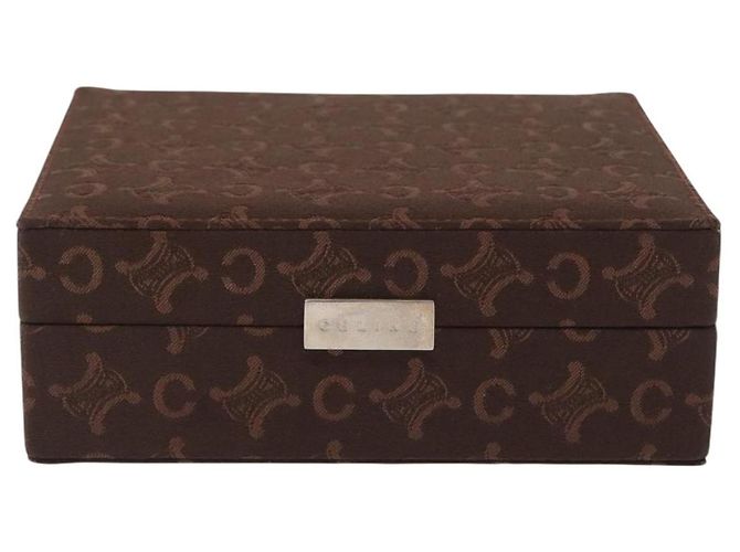 Céline CELINE C Macadam Canvas Jewelry Box Brown Silver Auth 154905V Silvery - view 13