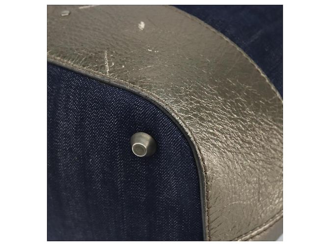 Chloé Borsa Tote Chloe in Denim Pelle Blu Auth BA5712 - vista 10