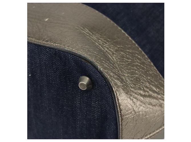 Chloé Borsa Tote Chloe in Denim Pelle Blu Auth BA5712 - vista 12