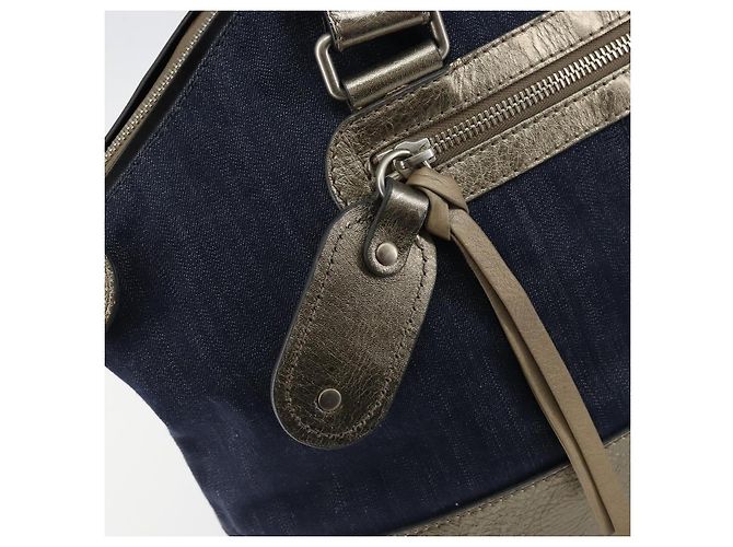 Chloé Borsa Tote Chloe in Denim Pelle Blu Auth BA5712 - vista 14