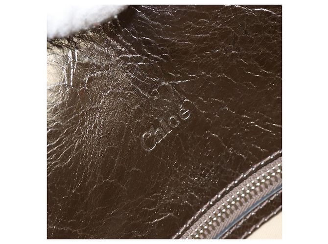 Chloé Borsa Tote Chloe in Denim Pelle Blu Auth BA5712 - vista 16