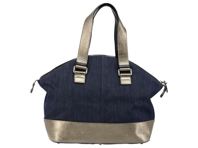 Chloé Borsa Tote Chloe in Denim Pelle Blu Auth BA5712 - vista 3