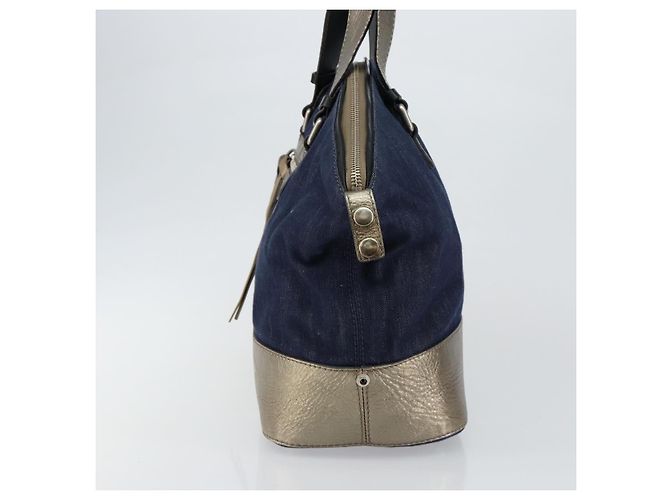 Chloé Borsa Tote Chloe in Denim Pelle Blu Auth BA5712 - vista 4