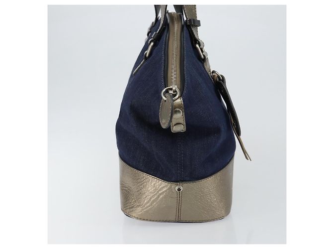 Chloé Borsa Tote Chloe in Denim Pelle Blu Auth BA5712 - vista 5