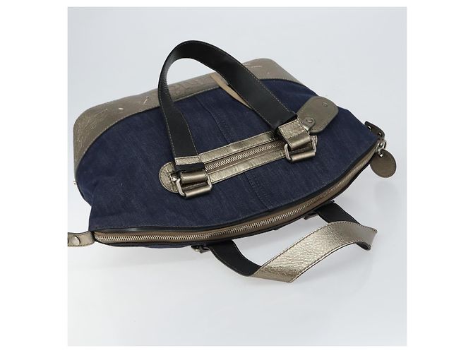 Chloé Borsa Tote Chloe in Denim Pelle Blu Auth BA5712 - vista 6