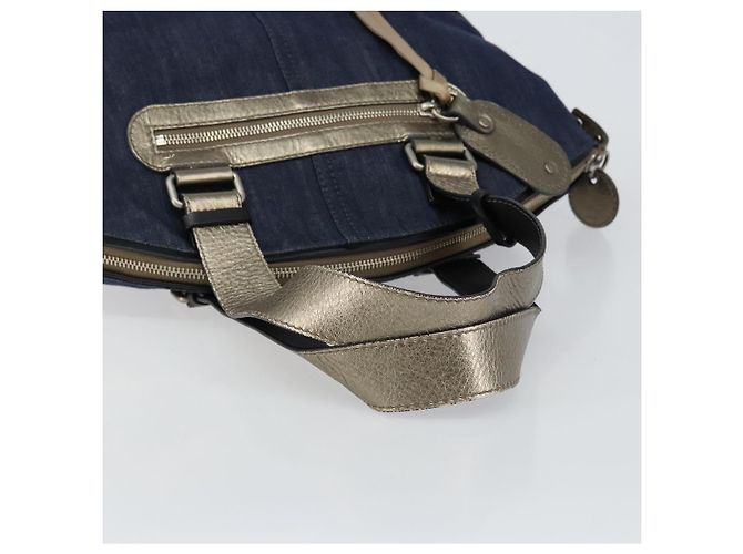 Chloé Borsa Tote Chloe in Denim Pelle Blu Auth BA5712 - vista 7