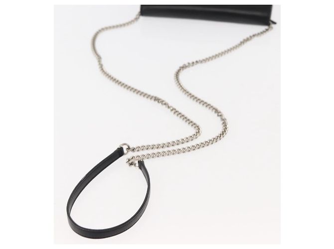 SAINT LAURENT Borsa a Spalla Kate con Frange in Pelle Nera Argento Autentica bs30026 Nero - vista 7