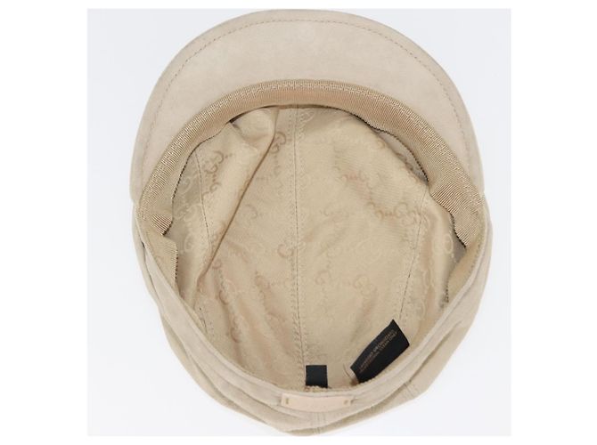 Cappello da Caccia GUCCI Camoscio M Beige Auth hk3163 - vista 8