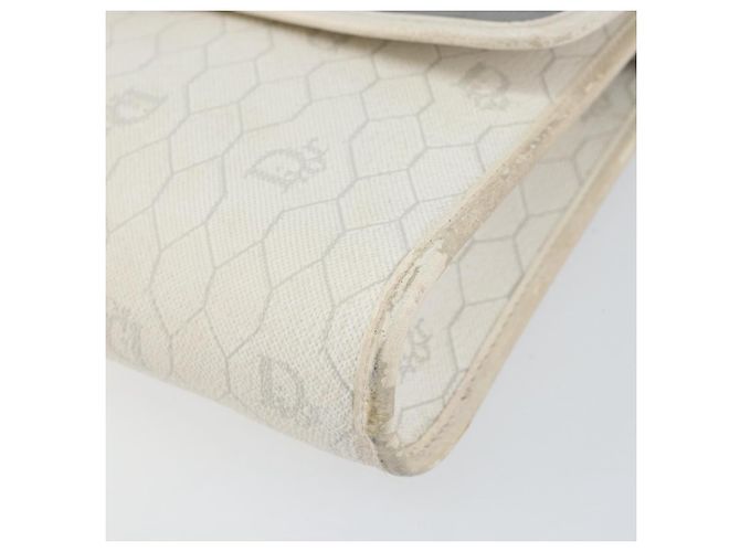 Christian Dior Borsa a spalla in tela a nido d'ape PVC oro bianco Auth 151351 - vista 10